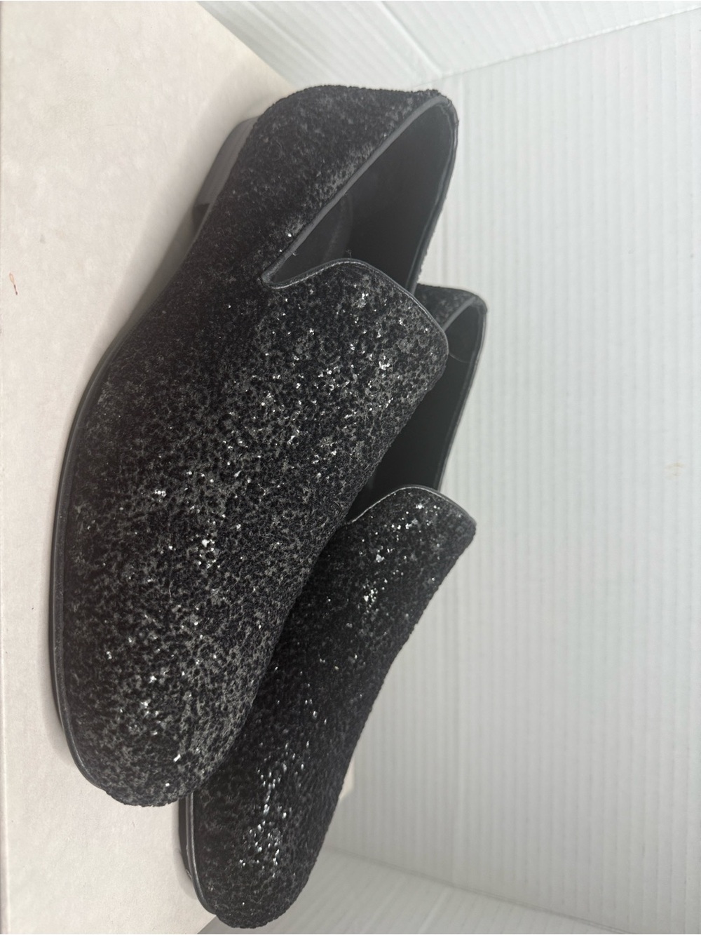 NWTB Men's Jimmy Choo Black Glitter Velvet Sloane Loafer